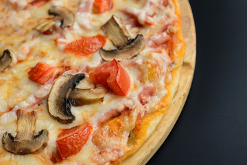 Pizza with mushrooms and ham