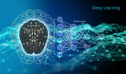 Machine learning , artificial intelligence, ai, deep learning blockchain neural network concept.