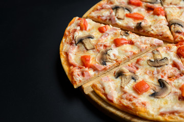 Pizza with mushrooms and ham