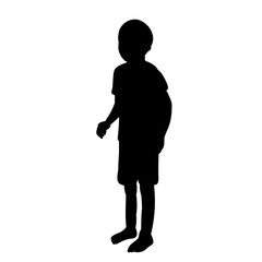 vector, isolated, silhouette of a child on a white background, a boy looking