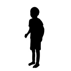 vector, isolated, silhouette of a child on a white background, a boy looking