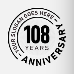 108 years anniversary logo template. One hundred and eight years celebrating logotype. Vector and illustration. - obrazy, fototapety, plakaty