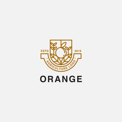 icon logo badge with plant and orange concept