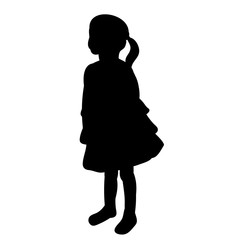 isolated, silhouette children on a white background, little girl in a dress