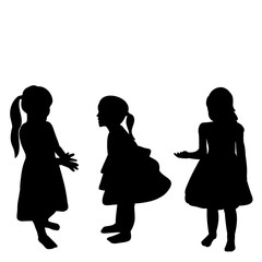  isolated, silhouette of a child on a white background, children are playing