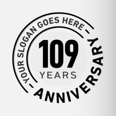 109 years anniversary logo template. One hundred and nine years celebrating logotype. Vector and illustration.