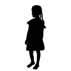 vector, isolated, silhouette children on a white background, little girl