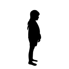  silhouette children on a white background, a little girl stands