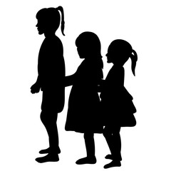 silhouette of children standing in line