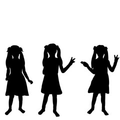 vector, isolated, silhouette of a child on a white background, children