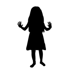 vector, isolated, silhouette children on a white background, girl dancing