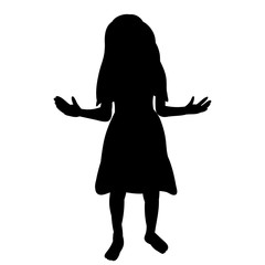  silhouette children on a white background, girl dancing