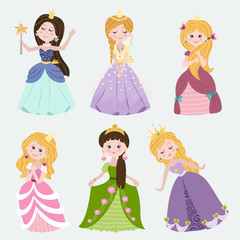 Obraz na płótnie Canvas Vector set of beautiful princess