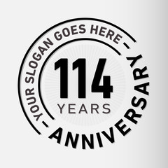 114 years anniversary logo template. One hundred and fourteen years celebrating logotype. Vector and illustration.