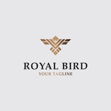 icon logo luxury flying bird with gold color