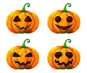 set pumpkin halloween watercolor painting illustration design white isolated clipping path