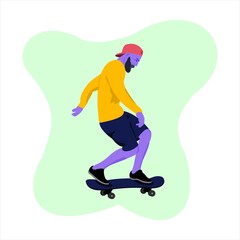 Fototapeta na wymiar Skateboarding In Balancing Vector Illustration