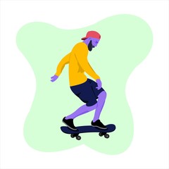 Skateboarding In Balancing Vector Illustration