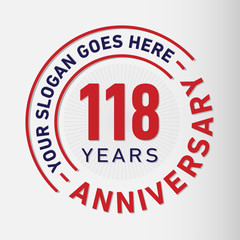 118 years anniversary logo template. One hundred and eighteen years celebrating logotype. Vector and illustration.