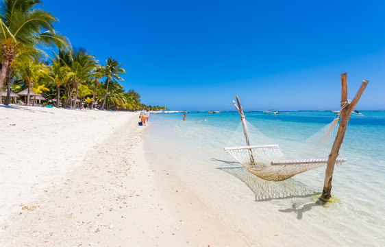 Tropical Beach In Mauritius, Morne Brabant 