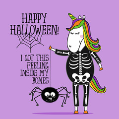 Happy Halloween, I got this feeling inside my bones - halloween quote on purple background. Good for t-shirt, mug, scrap booking, gift, printing press. Holiday quotes.