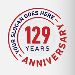 129 years anniversary logo template. One hundred and twenty-nine years celebrating logotype. Vector and illustration.
