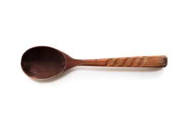 Kitchenware set of wooden spoon and fork on white background.  - Image