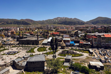 At Erzurum old city, Turkey - June 12, 2019: Erzurum Great Mosque (mosque) from the park of Erzurum...
