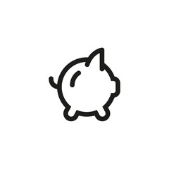 Icon piggybank savings with money. Line outline illustration on white background.