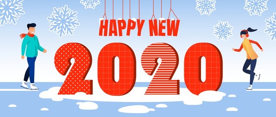 Happy New 2020 Year Celebration Vector Concept