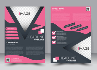Abstract flyer design background. Brochure template. Can be used for magazine cover, business mockup, education, presentation, report. a4 size with editable elements. Pink and grey and brown color.