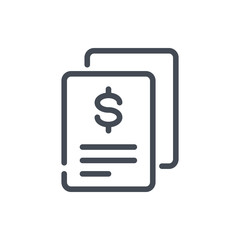 Finance payment report line icon. Bank paycheck vector outline sign.