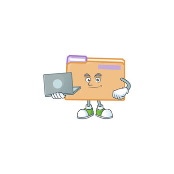 With laptop folder for saving a file document