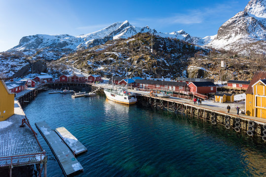 Hafen von Nusfjord auf den Lofoten