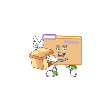 With box folder icon with character the mascot