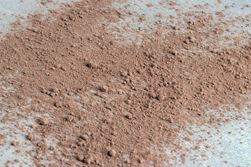 Chocolate, crushed, dry cocoa powder.