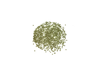 Round with green glitter on white background. Can be used as place for your text, design element