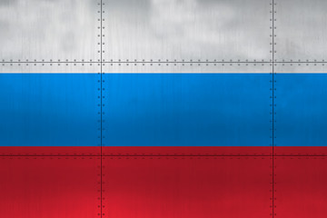 Flag of Russia on metal