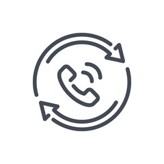 Request call back line icon. Refresh with phone tube vector outline sign.