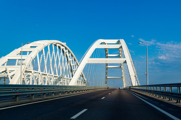 Crimean bridge. Transport passage through the Kerch Strait. The longest arch bridge in Europe