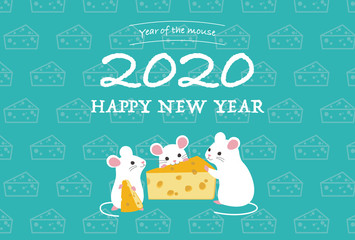 2020年 年賀状 ねずみ　チーズ