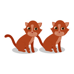 Two Kittens - Cartoon Vector Image