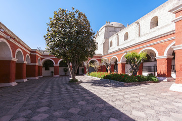Gateway to Heaven | Sevilla street, inside the Santa Catalina monastery of Arequipa, - obrazy, fototapety, plakaty