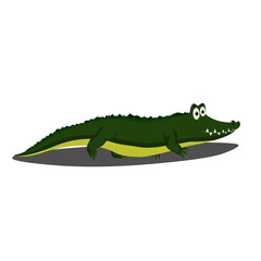 Green Crocodile with Spikes and Closed Mouth - Cartoon Vector Image