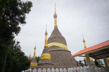Wat Chedi Hoi, a pagoda made of shellfish over 8 million years in Thailand, Ladlumkaew, Pathumthani, Ayutthaya.