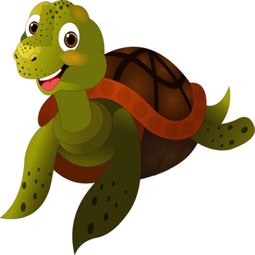 Happy Turtle - Cartoon Vector Image