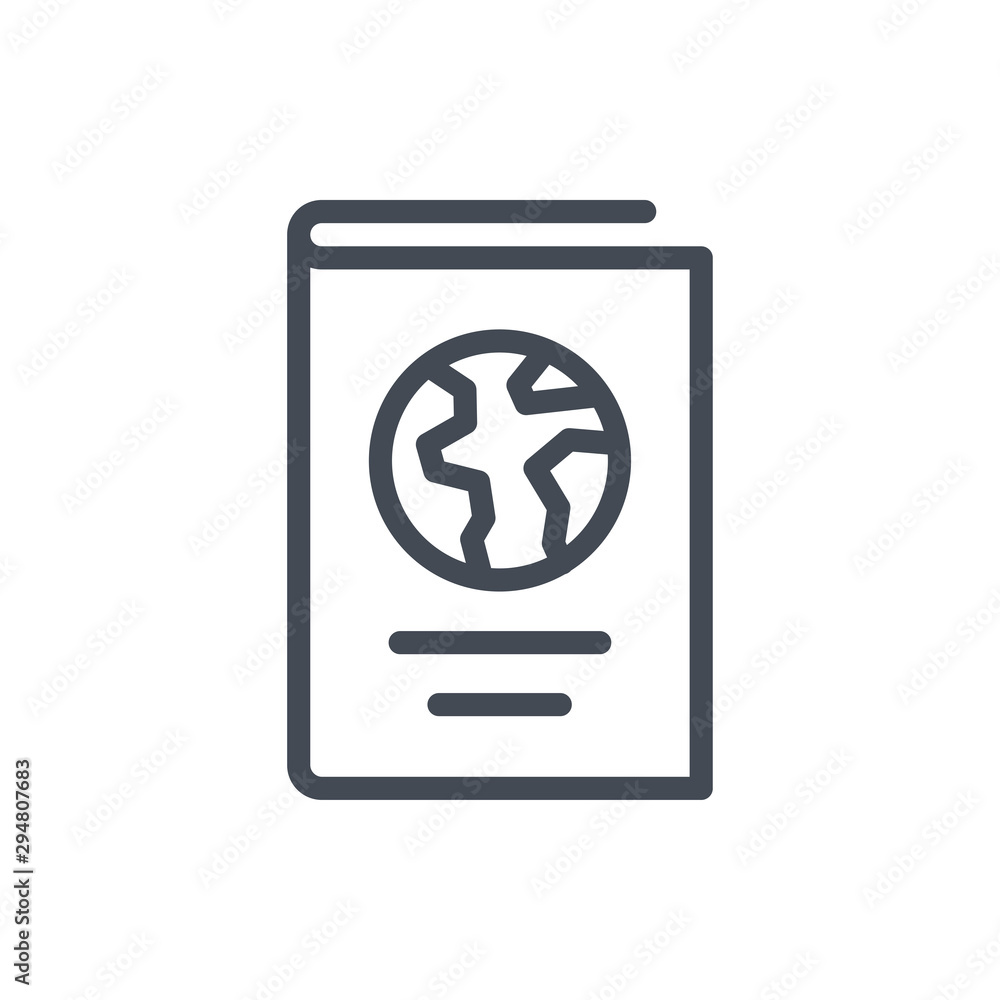 Poster passport line icon. identification document vector outline sign.