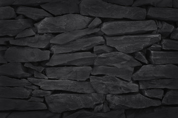 Dark grey black slate texture in natural pattern with high resolution for background and design art work. Black stone wall.