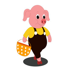 Pig walking on Two Legs - Cartoon Vector Image