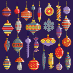 Fototapeta na wymiar USSR Vintage Ornaments and Christmas Tree Decorations